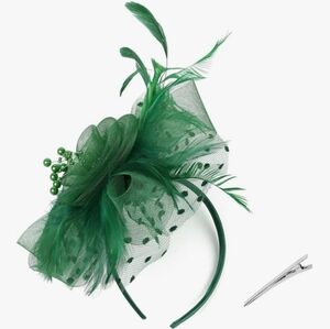 NWT Elegant Kentucky Derby Kelly Green Feather Fascinator